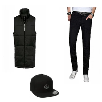 Outfit mit Blau/Schwarz Hut Volcom "MDUR"