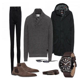 Outfit mit Rot Stiefel Camel Active "Michel"