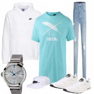 Outfit mit Weiß Sneaker Nike "Mintley"