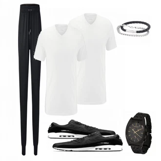 Outfit mit Schwarz Sneaker Nike "Modern T Shirt"