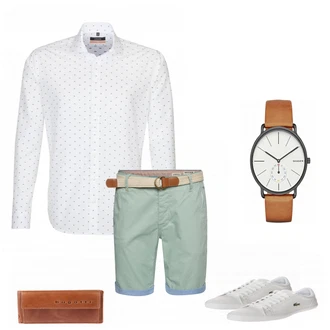 Party Outfits mit Grau/Weiß Sneaker Lacoste "Mojito"