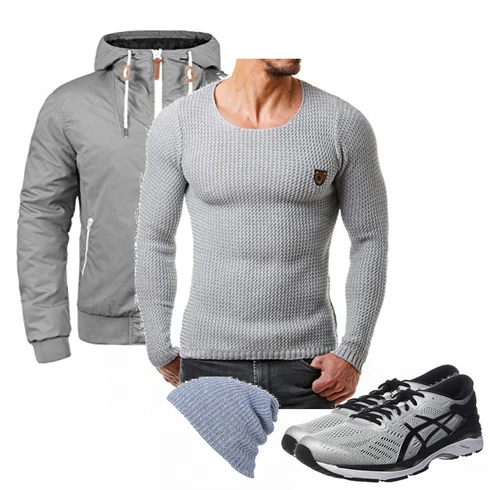 Grau Schuh Asics kombinieren