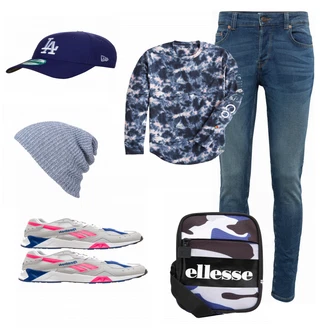 Outfit mit Grau Sportschuh Reebok Classic "Muezen und Caps fuer Herren"