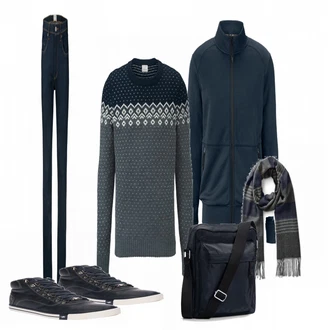Outfit mit Blau Schal Tchibo "MUSTANG"