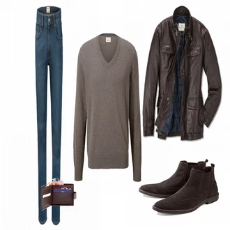Outfit mit Grau Strickjacke Tchibo "Mustang Jeans"
