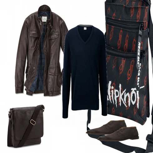 Blau Lederjacke Tchibo kombinieren