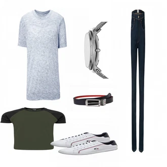Outfit mit Blau Sneaker Lacoste "Mustang Jeans"