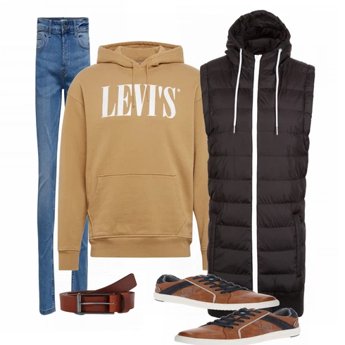 Blau Jeans Only & Sons kombinieren mit Braun Schuh Sneaker Mustang