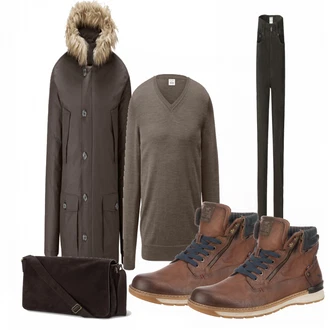 Outfit mit Grau Strickjacke Tchibo "MUSTANG"