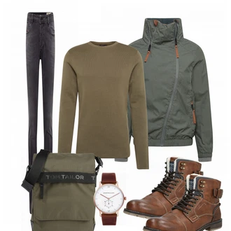 Outfit mit Rot Stiefel Tom Tailor "Naketano"
