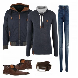 Outfit mit Braun Stiefel Tom Tailor "Naketano"