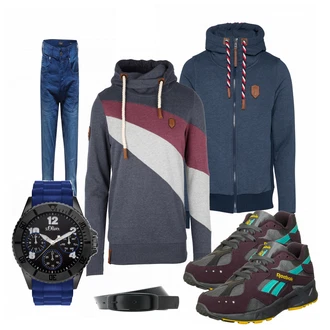 Outfit mit Schwarz/Weiß Sneaker/Leder Sneaker Reebok Classic "NAKETANO"