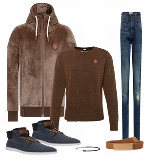 Outfit mit Blau Schuh Sneaker Bullboxer "Naketano"