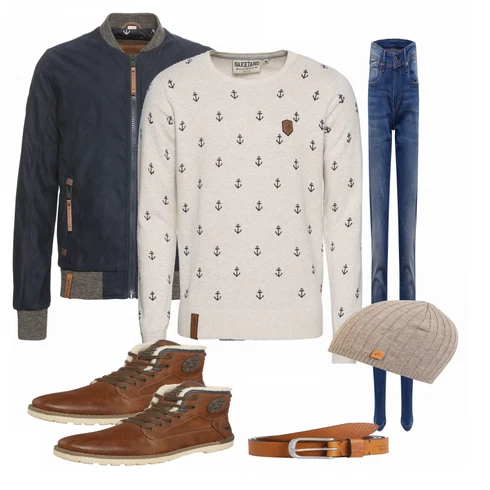 Grau/Beige Hut Chillouts kombinieren mit Braun Gürtel Jack & Jones