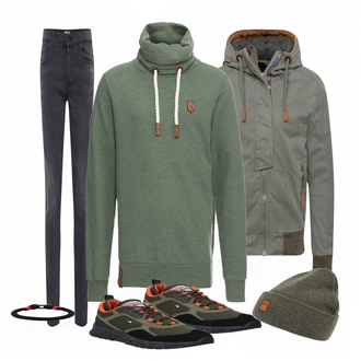 Outfit mit Grün Sneaker "Naketano"