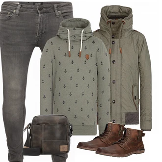 Outfit mit Braun Stiefel Tom Tailor "Naketano"