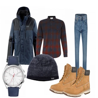 Outfit mit Blau Hut Jack Wolfskin "namaka"