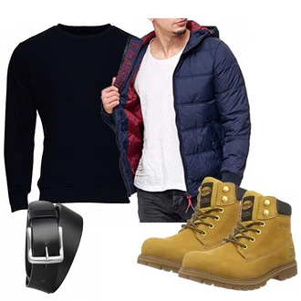 Outfit mit Blau Overall/Winter Parka/Regenjacke Indicode Jeans "nbvhg"