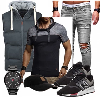 Outfit mit Blau Sneaker New Balance "NEW"