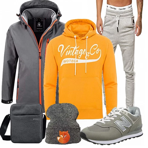 Grau Winter Parka/Regenjacke Rock Creek kombinieren mit Grau Trachtenmode New Balance
