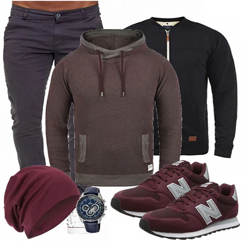 Rot Hut/Winter Parka style3 kombinieren