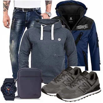 Outfit mit Blau Overall/Regenjacke Rock Creek "New Balance"