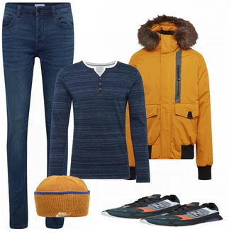 Outfit mit Gelb WinterJacke Superdry "New Balance"