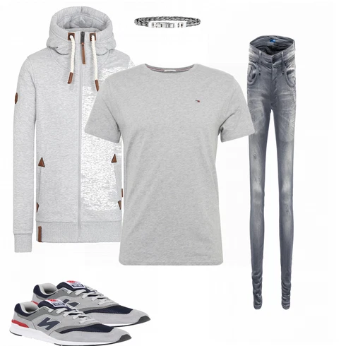 Grau T-Shirt Tommy Jeans kombinieren
