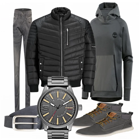 Grau Trachtenmode Timberland kombinieren mit Gürtel