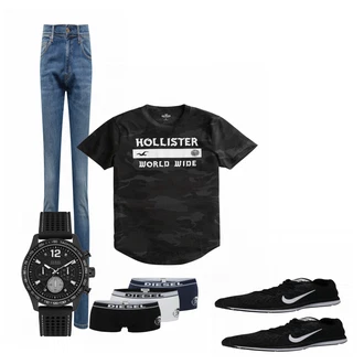 Outfit mit Schwarz Unterhose Diesel "Nike"