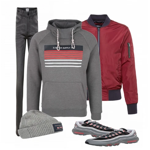 Grau Schuh Sneaker Nike Sportswear kombinieren