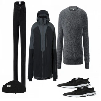 Outfit mit Blau/Grau Strickjacke Tchibo "Nike"