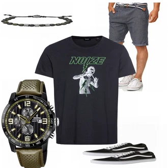 Outfit mit Weiß Sneaker Vans "Noize"