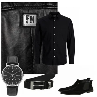 Outfit mit Schwarz Lederjacke Freaky Nation "NT6"