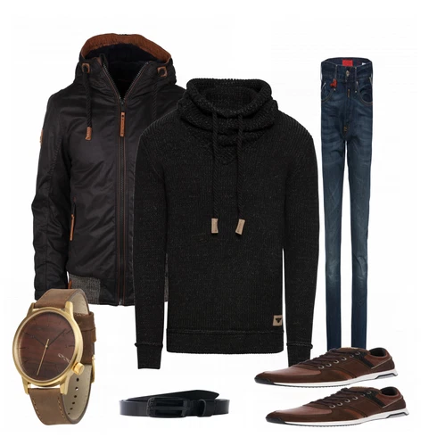 Schwarz Strickjacke Indicode Jeans kombinieren