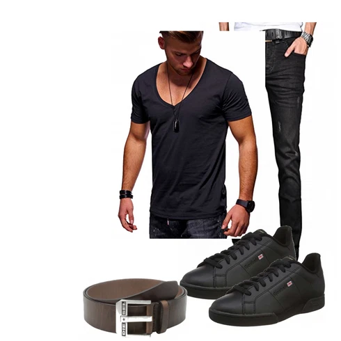 Blau T-Shirt Rello & Reese kombinieren mit Grau Trachtenmode Diesel