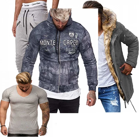 Grau/Schwarz/Braun/Hellgrau Langjacke/KunstPelzjacke/Kapuzenjacke/Pelzjacke/Bundeswehr Parka/Winterjacke/Winter Parka Rello & Reese kombinieren