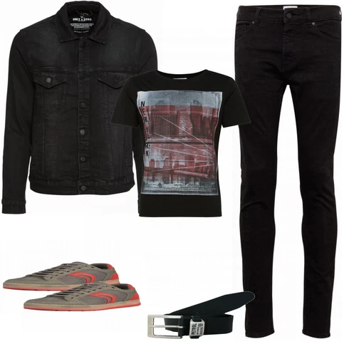 Schwarz Hose Only & Sons kombinieren mit Schwarz Sommerjacke Only & Sons