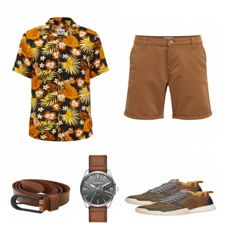 Outfit mit Braun Sneaker G-Star Raw "Only and Sons"
