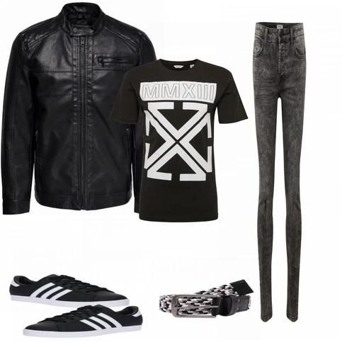 Schwarz Lederjacke Only & Sons kombinieren