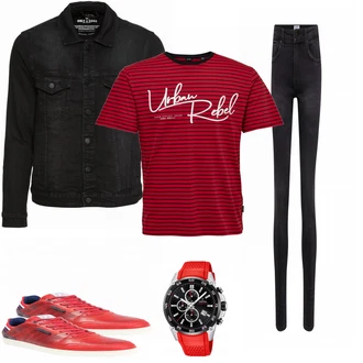 Outfit mit Blau Sneaker Bullboxer "Only and Sons Red"