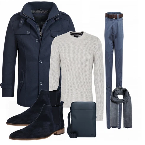 Blau Schal Mango man kombinieren mit Schwarz Sommerjacke Indicode Jeans