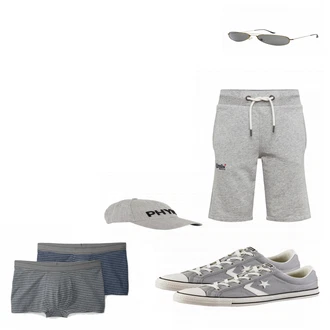 Outfit mit Grau Hut "Original TShirts"