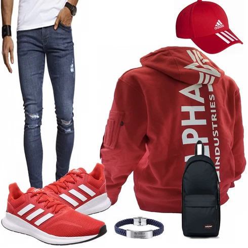 Rot Top/Hemd Alpha Industries kombinieren