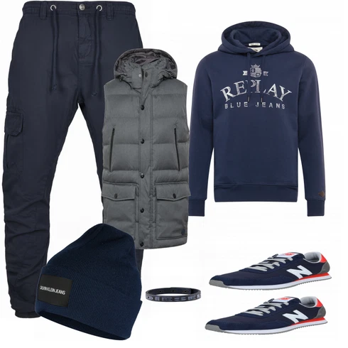 Grau Große Größe Brax kombinieren mit Blau Sportschuh New Balance