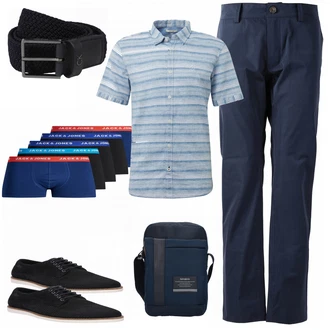 Outfit mit Schwarz/Blau Unterhose Jack & Jones "Outfits mit Funktionshosen fuer Herren"