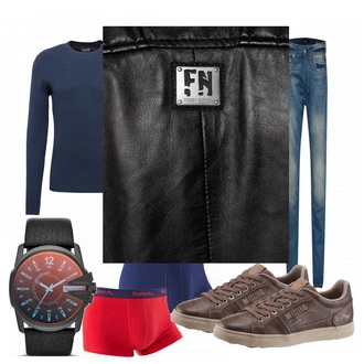 Outfit mit Schwarz Lederjacke Freaky Nation "outside"