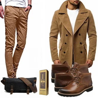 Outfit mit Braun Overall/Wintermantel/Winter Parka OZONEE "OZONEE"