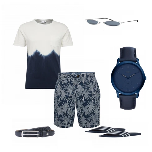 Blau Sandalen Adidas Originals kombinieren mit Gürtel