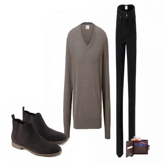 Outfit mit Grau Strickjacke Tchibo "Parka Herren"